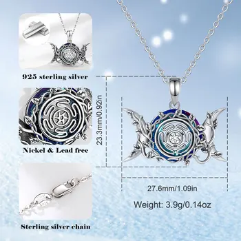 Eudora 925 Sterling Silver Hecate Wheel Necklace for Women Man Austrian Crystal Triple Moon Goddess Amulet Pendant Witch Jewelry