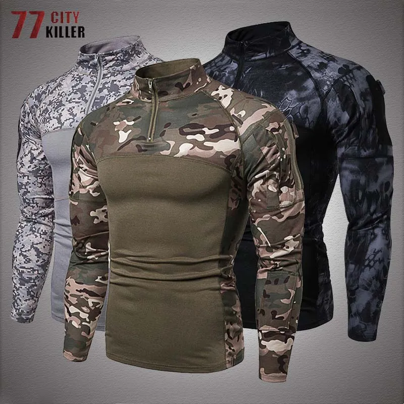 Military Tactical Combat Shirts Moisture Wicking Army Shirt Top Long Sleeve Tee 