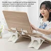 Bamboo Book Stand with Adjustable Page Clips  Portable Lightweight Book Holder for Cookbooks Reading Desks and Study Rooms 2