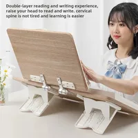 Bamboo Book Stand with Adjustable Page Clips  Portable Lightweight Book Holder for Cookbooks Reading Desks and Study Rooms 2