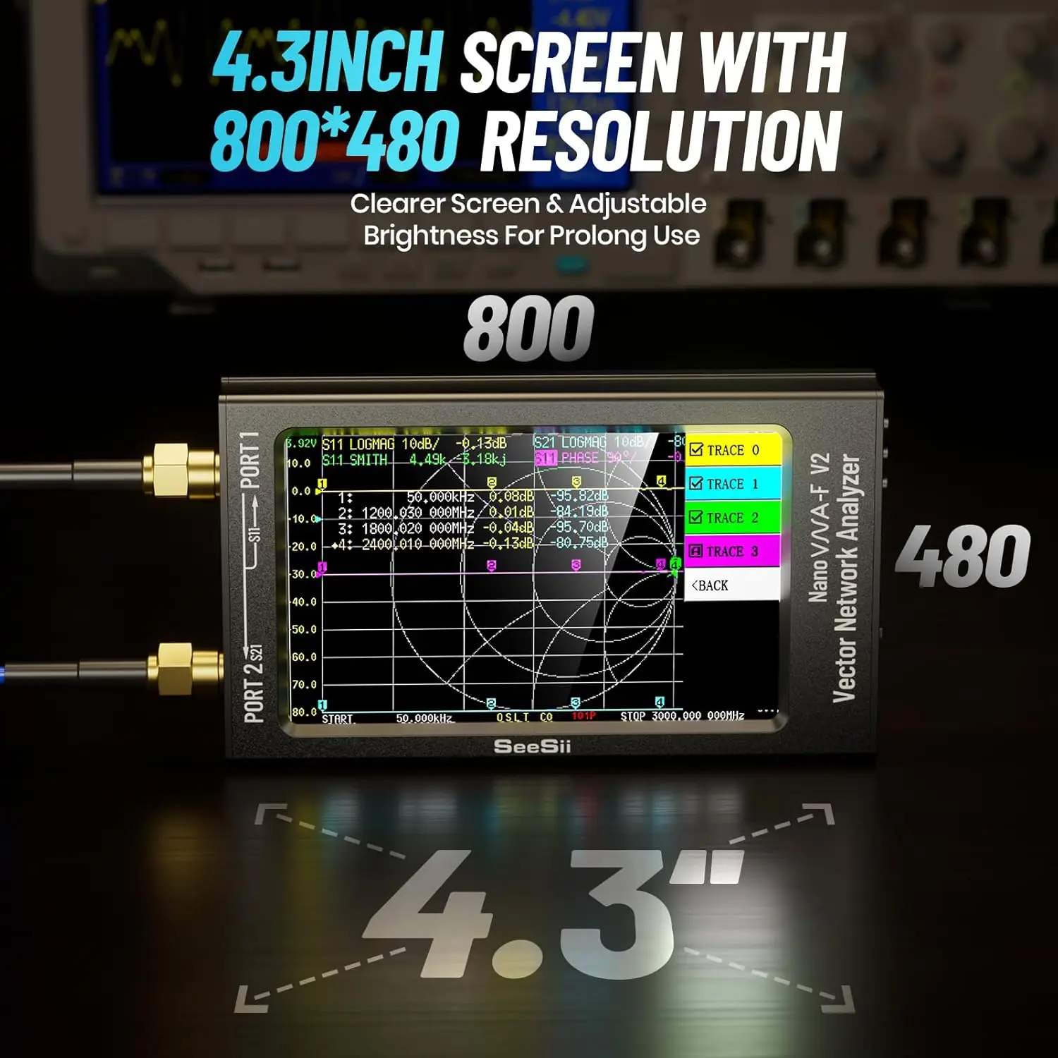 Upgraded NanoVNA-F V2 Vector Network Analyzer 50kHz-3000MHz HF VHF UHF VNA Anten