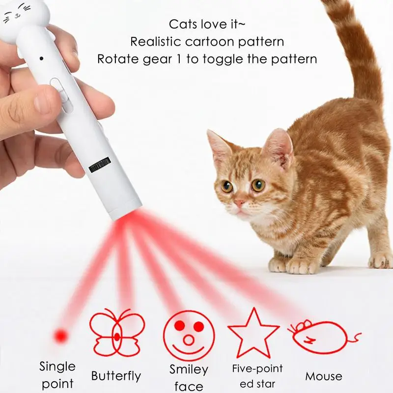 Cat Toy 4 in 1 USB Rechargeable Funny Cat Chaser Toys Mini Flashlight