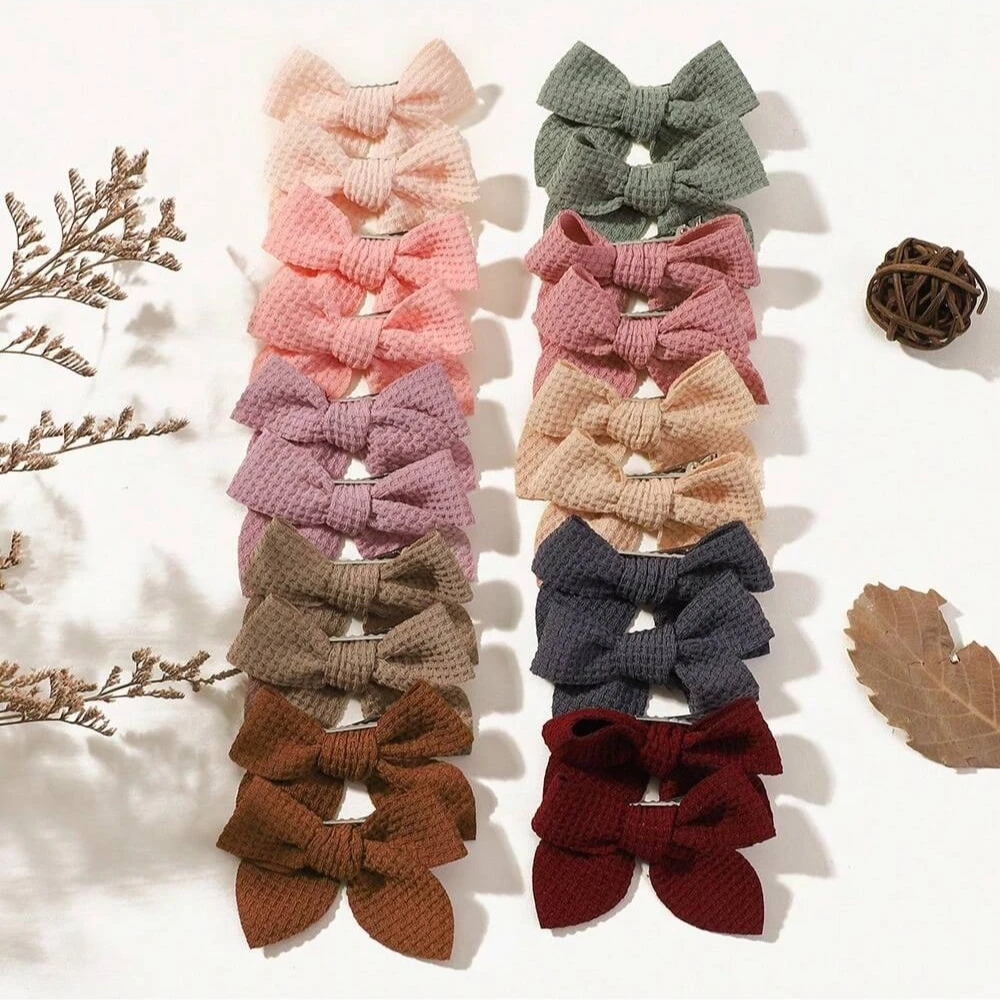 Bonbonfarbenes Band-Haarschleifen-Clips-Set für Babys, niedliche handgefertigte Haarnadel, Haarspangen, Kinder-Haarschmuck, 10 Stück, 20 Stück