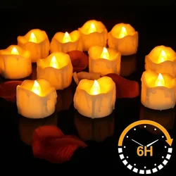 Flameless LED Tea Lights with Automatic 6 - Hour Timer and Flickering Effect (24/48 Pack) (12 Pc)