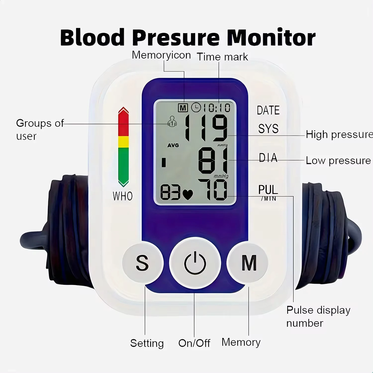 Digital Arm Tensiometers Tonometer Blood Pressure Monitor Meter Tensiometer Saturometro Cuff For Sphygmomanometer Bp blood pressure monitor blood pressure meter