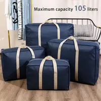 Quilt Storage Bag Large Capacity Folding Smooth Zipper Widen Handle Clothes Storage Pouch Oblong Shape Blanket Storage Bag 2