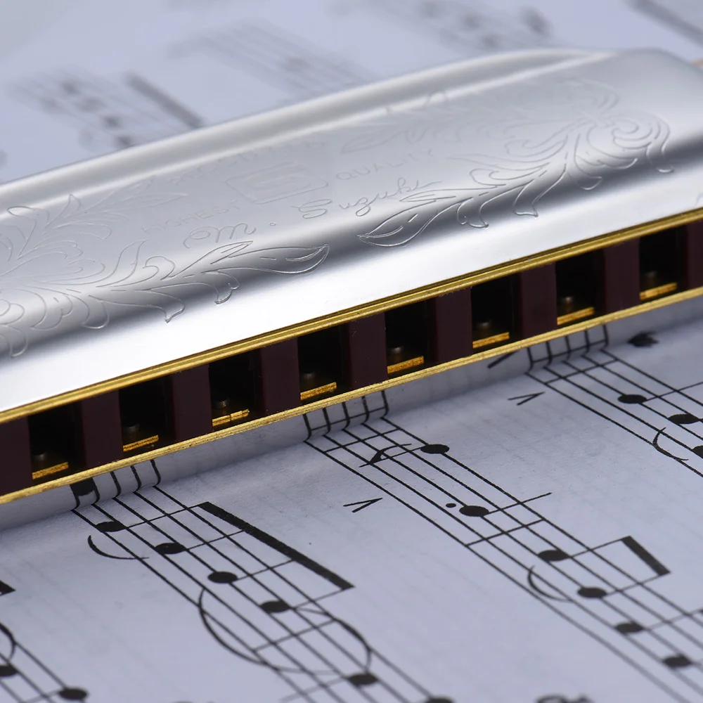 SUZUKI Folkmaster Blues Harmonica Standard Key of C A B E F G Key 10-Hole 20 Tones Diatonic Blues Gaita Harmonica For Beginner diatonic harmonica