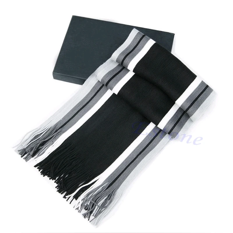 Men's Striped Cashmere Shawl Winter Warm Long Fringe Tassel Scarf winter accessories