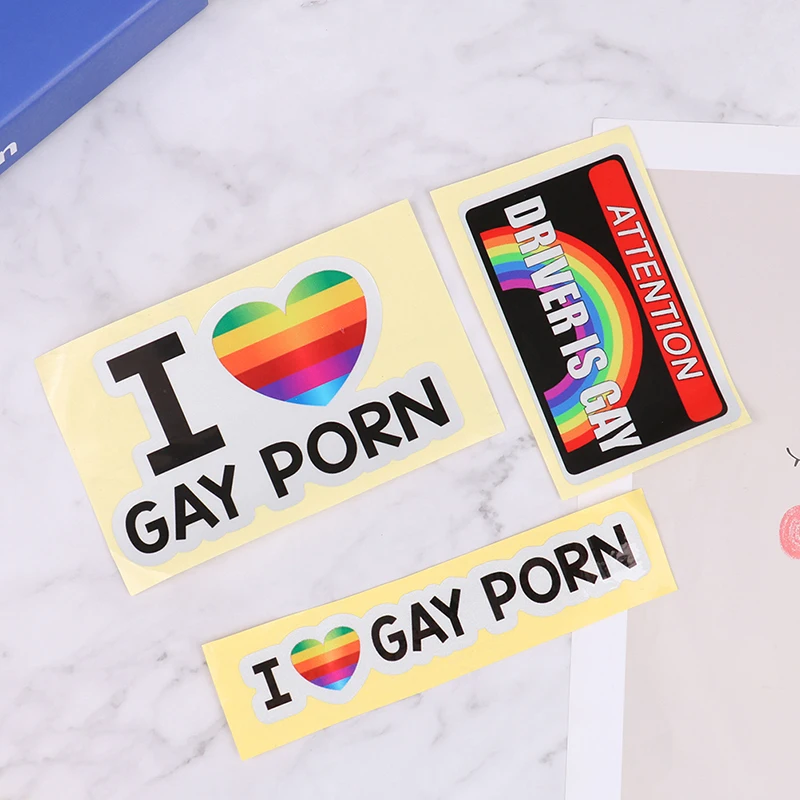 Reflective I Love Gay Porn Humorous Car Decal Sticker