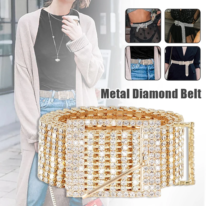 Rhinestone Belts Women Shiny Crystal Waistband Belly Dance Waist Chain Western Cowboy Y2K Girls Fashion Jeans Waist Belt