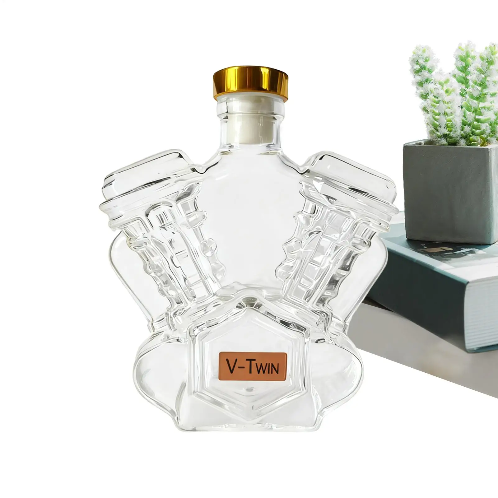 1pc Whiskey Bottle Household Wine Decanter Decorative Motorcycle Engine Shape Alcohol Container For Dining Room Display Cabinet
