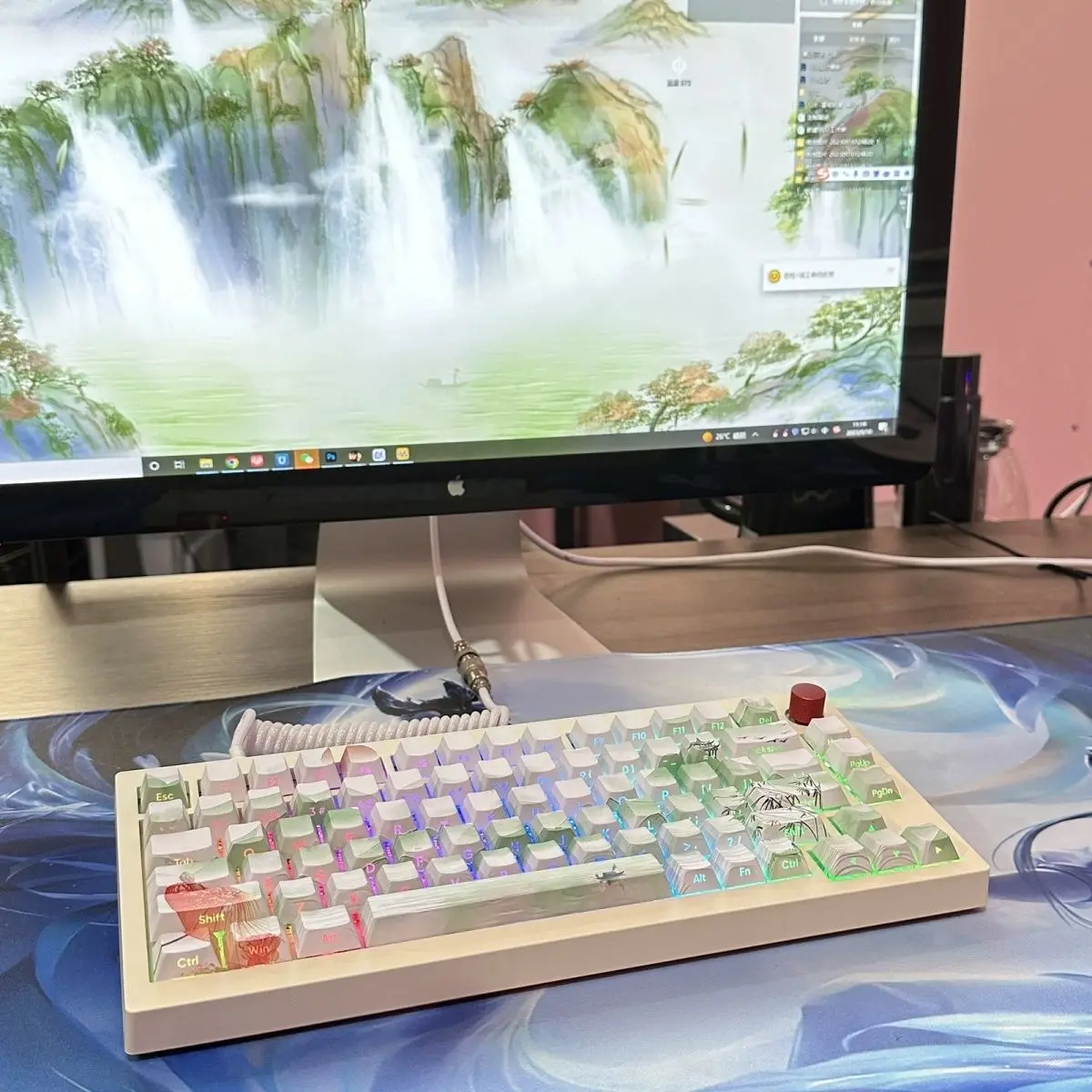 Estilo Chinês de Três Lados See-through Keycap Sublimação Pbt Faça Você Mesmo Cereja Poesia Antiga Canção Tune Água Cabeça Keycap - Imagem 4