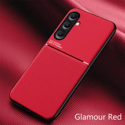 Luxury Leather Magnetic Phone Case - Premium Back Cover - Samsung M35 5G (MW - Red)