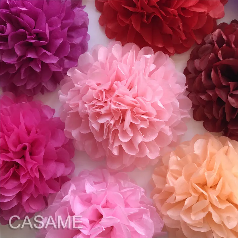 5pcs Wedding Decorative Paper Pompoms Pom Poms Flower Balls Party Home Decor Tissue Birthday Christmas DIY Decoration 25cm Dia.