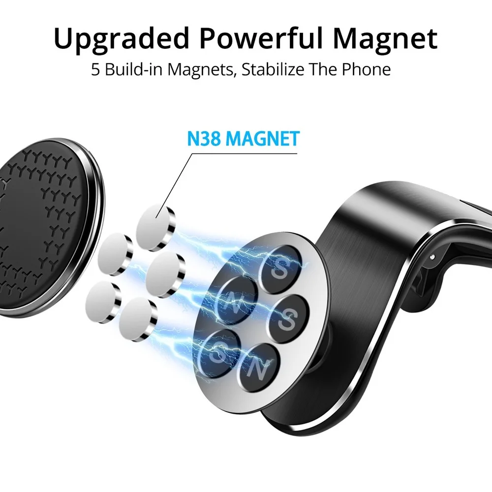 Support Téléphone Voiture Magnétique Universel pour Smartphone Rotation  360°Acier - Noir