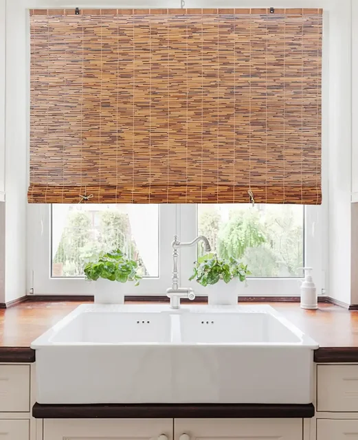 Cord Free Chocolate Light-Filtering Natural Bamboo Reed Roman Shades: The Perfect Window Upgrade