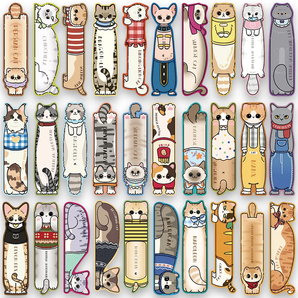 30pcs Cute Cartoon Pets Cats Paper Bookmarks DIY Students Readers Gift Library Office Book Journal Page Markers