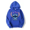 Disney Stitch Cartoon Anime Women Pullover Spring Autumn Men Oversized Hoodie 2024 Fashion Casual Couple Sweatshirt Clothes Tops 1