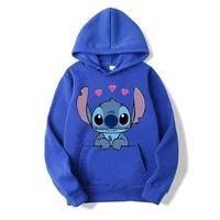 Disney Stitch Cartoon Anime Women Pullover Spring Autumn Men Oversized Hoodie 2024 Fashion Casual Couple Sweatshirt Clothes Tops 1