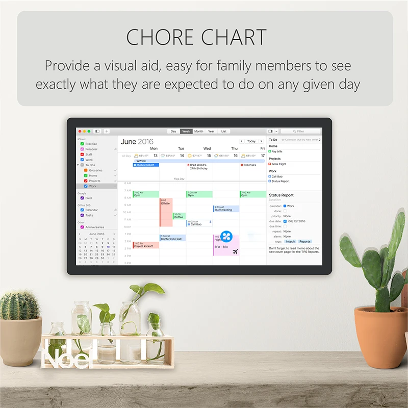 Interactive Smart Board TouchWo 15.6-43 Inch Android Touchscreen Digital Calendar & Wall Planners Smart Calendar for Chore Chart & Work Schedule