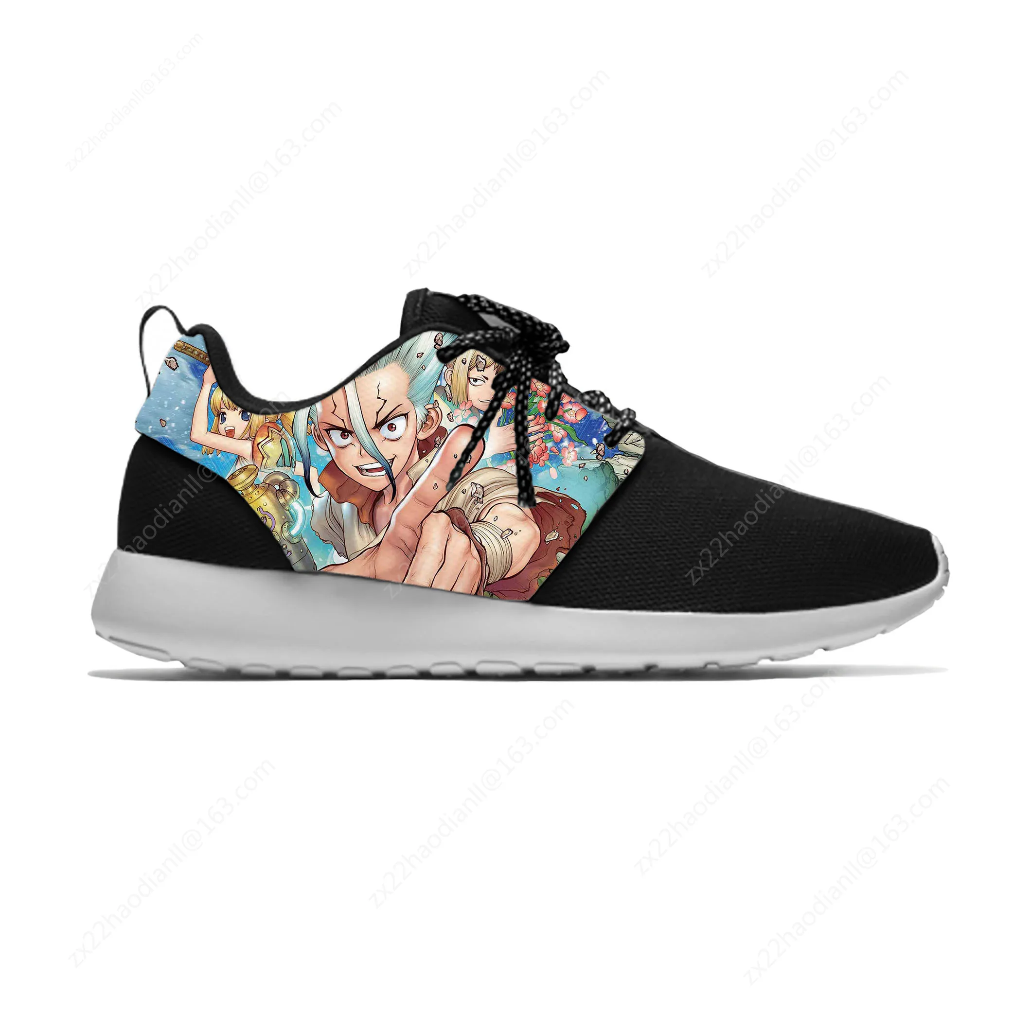 Japanese Anime Manga Dr Stone Ishigami Senku Funny Sport Running Shoes Casual Breathable Lightweight 3D Print Men Women Sneakers