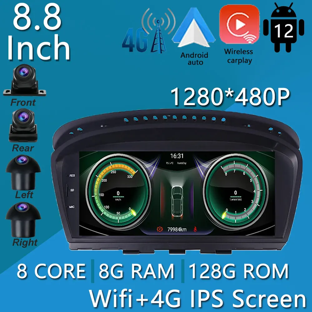 

8.8 Inch Android 12 IPS Screen For BMW E60 E61 E63 E64 E91 E92 CCC CIC SystemWireless Carplay Car Player Multimedia