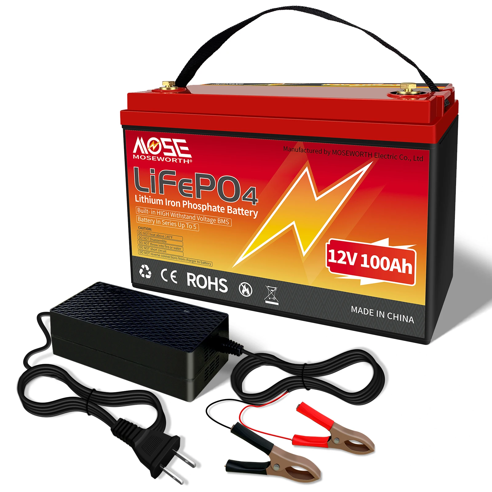 

MOSE12V 100Ah литиево-железо-фосфатная батарея LiFePO4 Встроенная батарея BMS LiFePO4 для солнечной энергетической системы RV дома Троллинговый двигатель