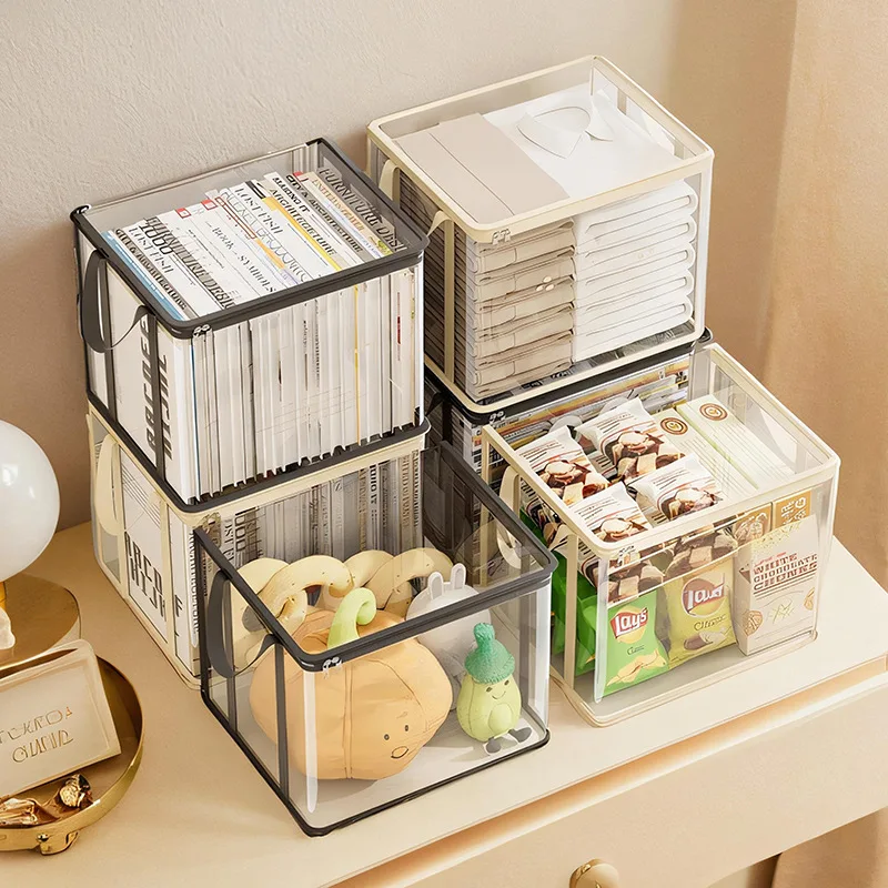 Transparent waterproof PVC book storage box Foldable with portable student book storage box Large capacity storage bag