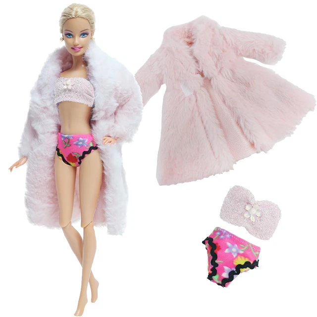 Roupa De Boneca Feita À Mão, Casaco De Pele Macia + Vestido Diário Rosa  Para Festa, Roupas Quentes De Inverno Para Boneca Barbie Acessórios  Brinquedo Infantil - Acessórios Para Bonecas - AliExpress