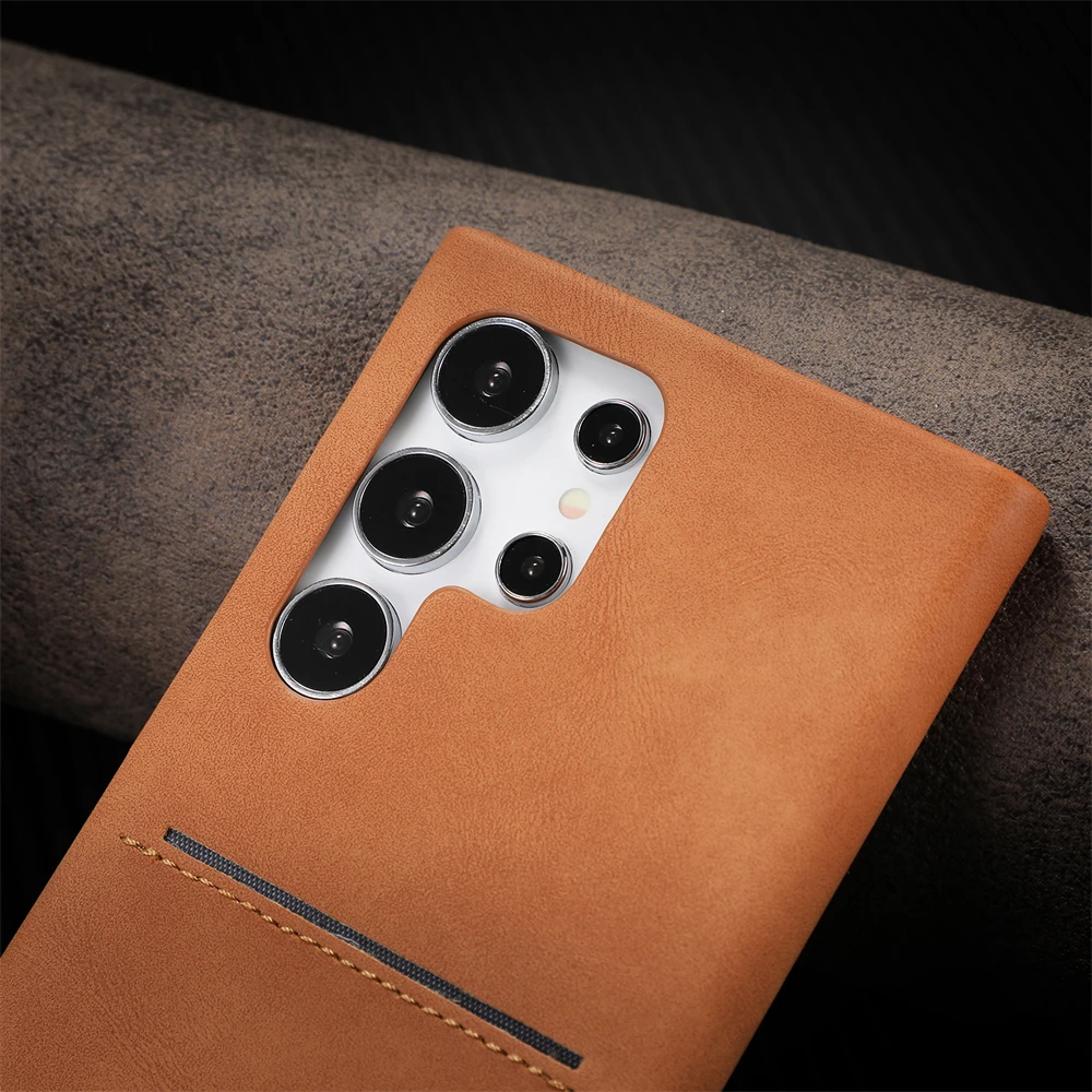 Retro Sheepskin Leather Card Slot Bumper Case with Matte Cover