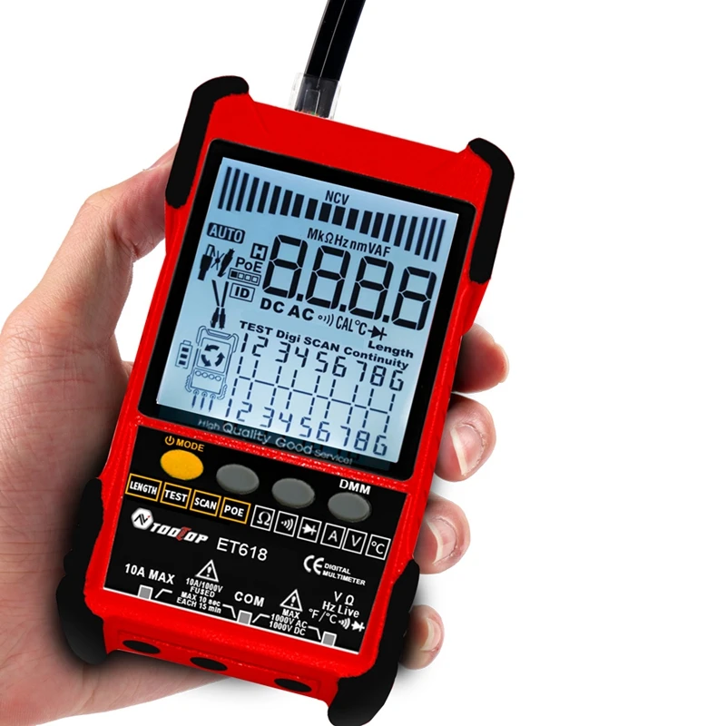 TOOLTOP ET616 ET618 Network Cable Tester LCD Display Analog Digital Search POE Cable Pairing Length Wiremap