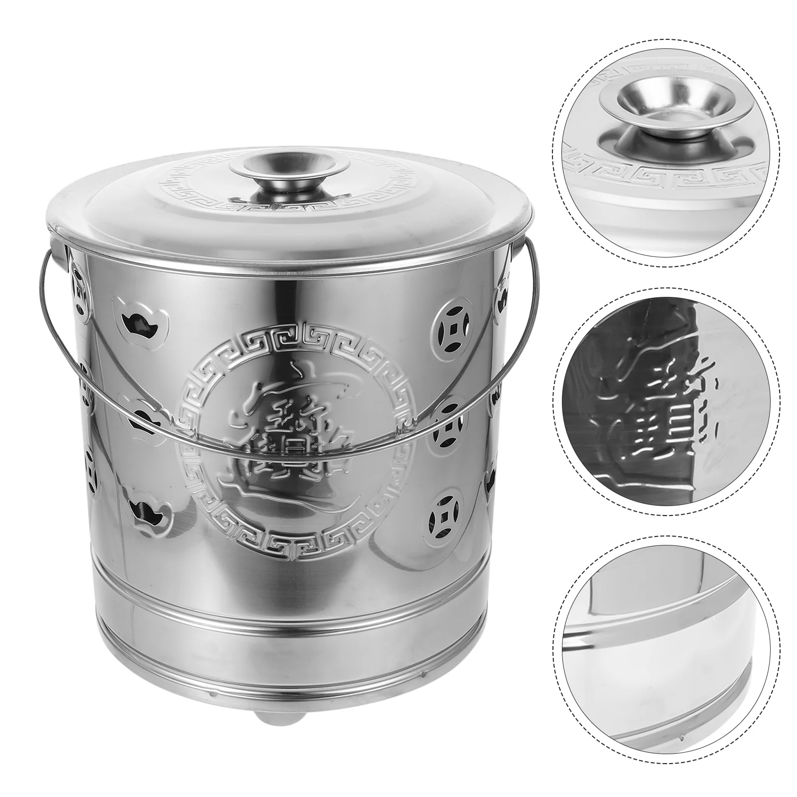 

Stainless Steel Incinerator Portable Fire Pits Money Burn Container Bucket Basin Cage Burning Paper Sutra Barrel