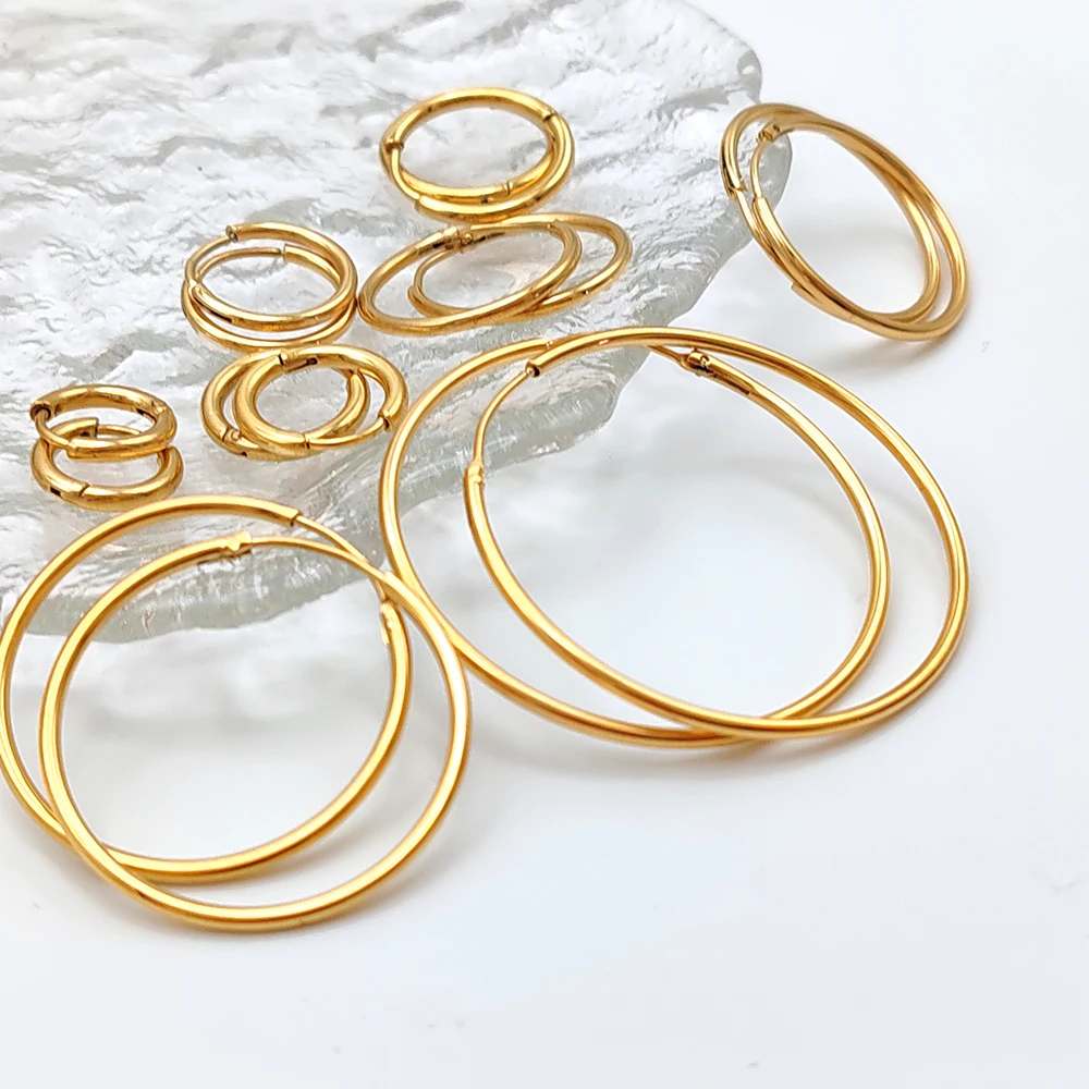 Earrings Fashion Gold Size Circle Women's Jewelry Accessories Classic Stainless Steel