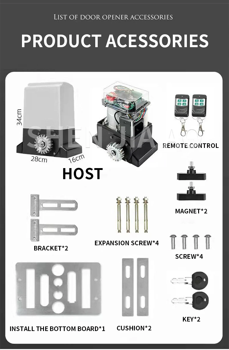 800KG Automatic Sliding Gate Opener Kit Door Electric 2 Keys 220V 4M Rail Gate O