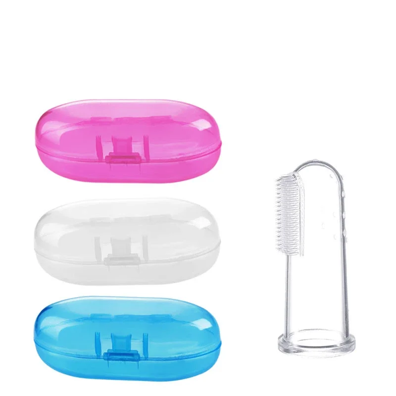 Kids Baby Toothbrush Silicone Clear Finger Brush Teether With Box Infant Boys Girls Dental Care Massage Soft Teething Cleaner baby toothbrush baby teeth cleaning tool