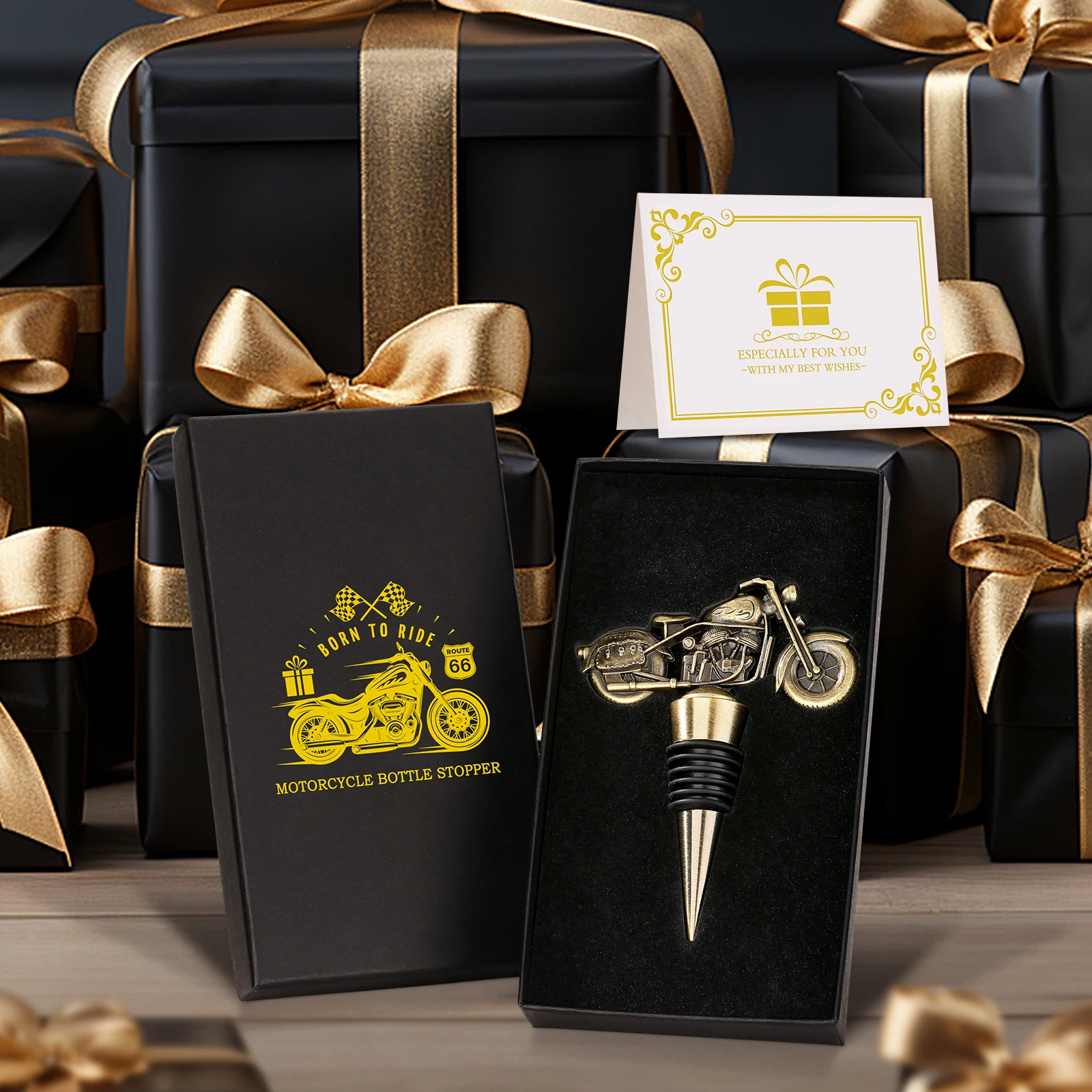 LKKCHER Motorcycle Wine Bottle Stopper Zinc Alloy and Food Grade