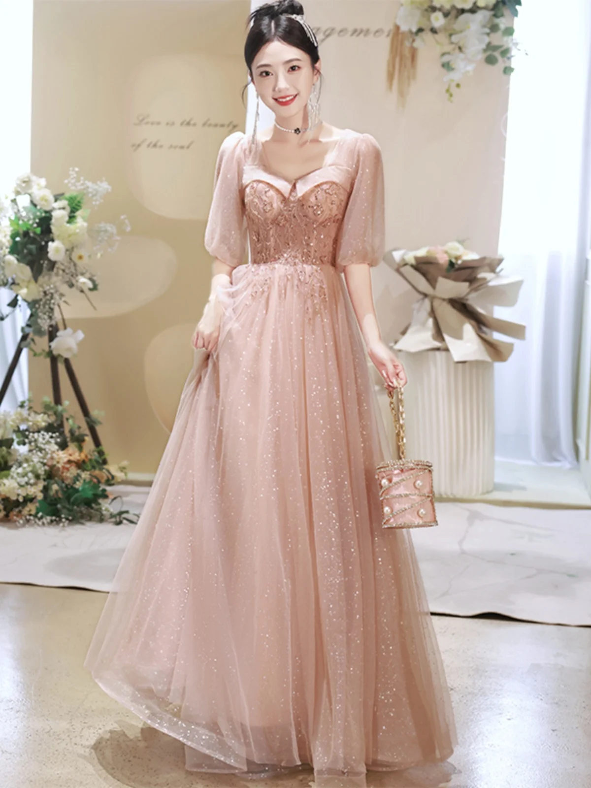 Robe de soiree High-Fashion V-Neck Slim Formal Dress Women