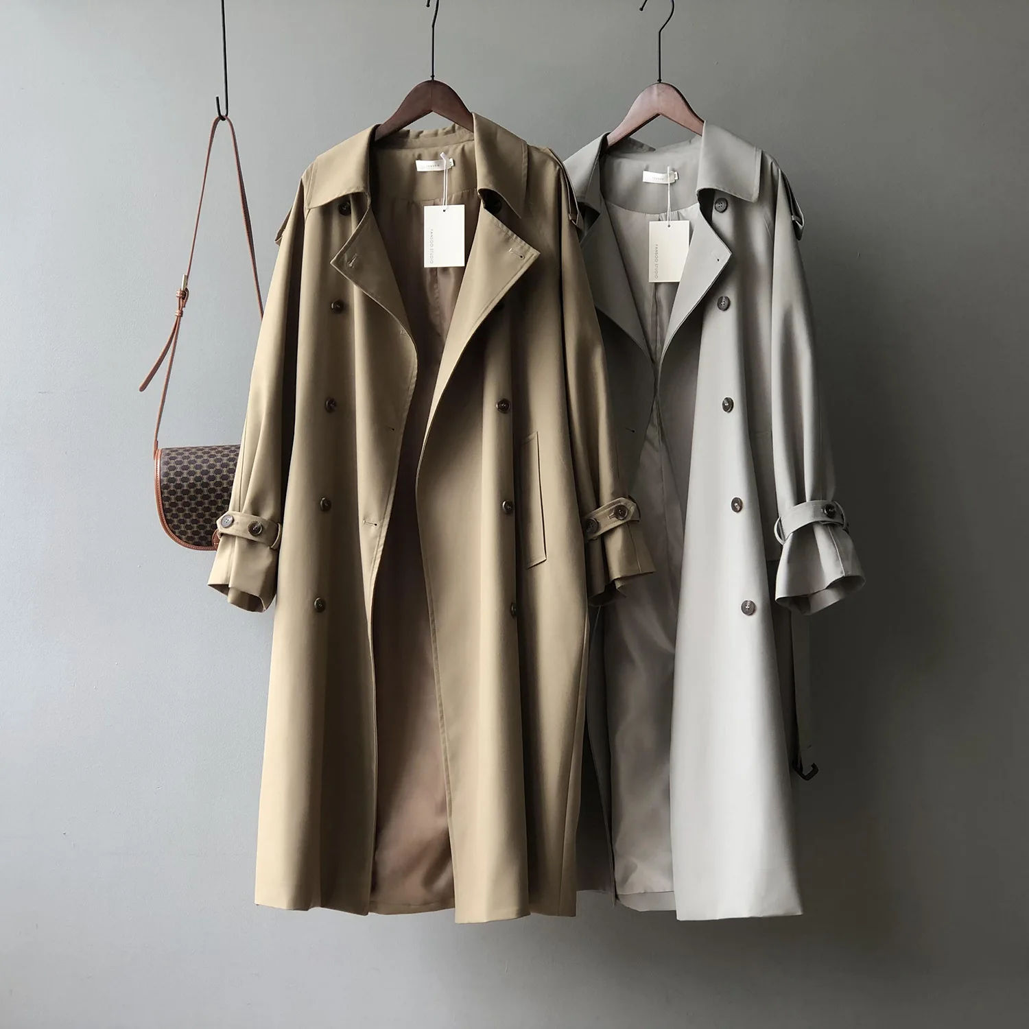 2021 Fashion Women Long Trench Coat Oversize Style Turn Down Collar  Long Trench Femme Casaco Abrigo Streetwear ladies long puffer coat