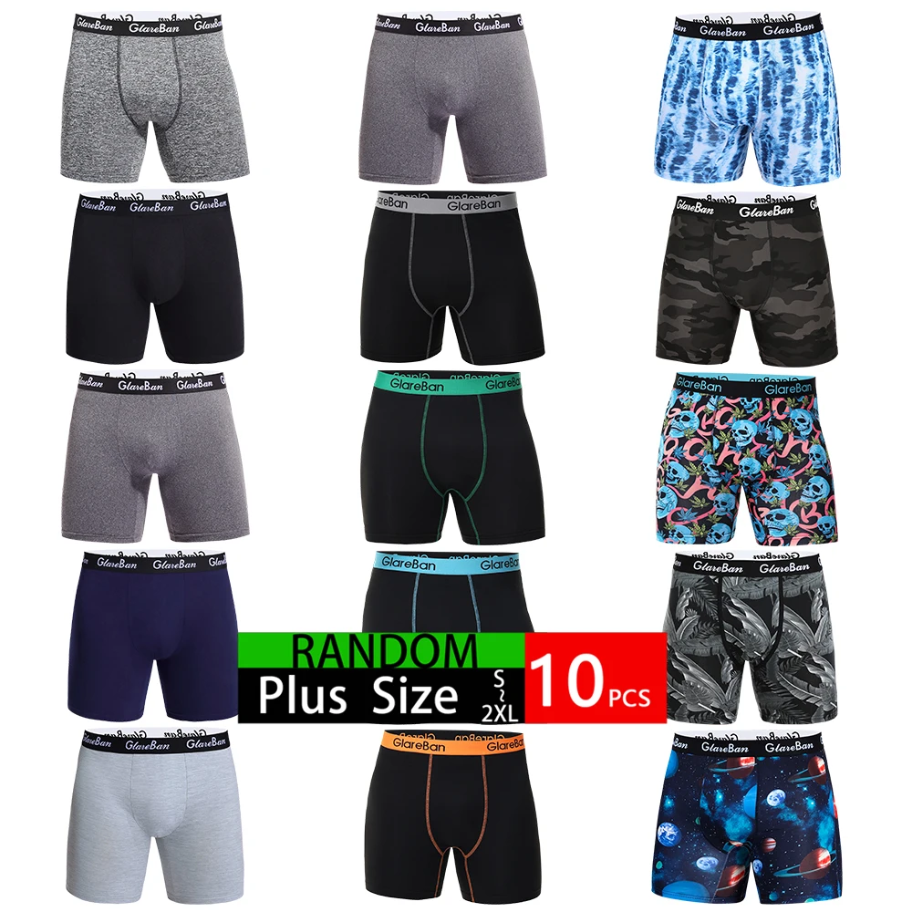 10pc Set Mid-Lange Zufällige Boxer Shorts Männer Unterwäsche Männliche Unterhose für Männer Boxershorts Slips Weiche Höschen Marke briefs