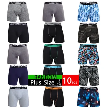 10pc Set Mid-Lungo Casuale Boxer Da Uomo Biancheria Intima Maschile Mutande per Gli Uomini Boxer Scivola Mutandine Morbide Slip di Marca 1
