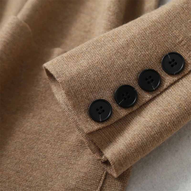 Women Blazer Cashmere Silk Blends Solid Colors Camel Long Sleeve Buttons Down Fashion Jacket Coat  Winter Warm XL XXL LY051 2