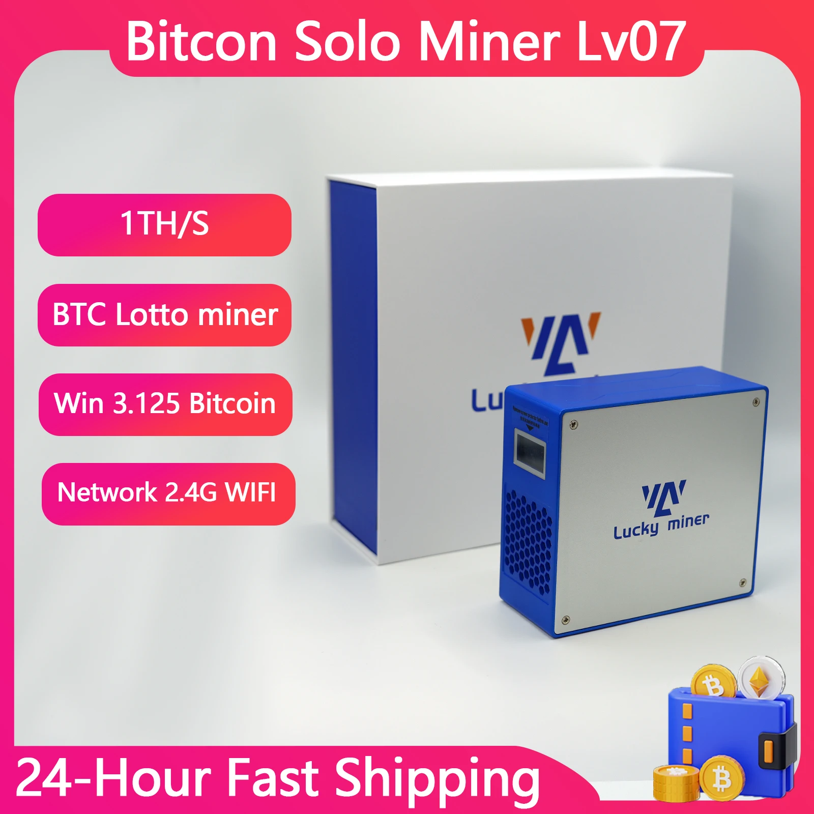 SHA-256 Crypto Mining Gerät Lucky Miner LV07 Bitcoin Miner - 1TH/s WiFi  SHA-256 Für Zuhause Solo Miner