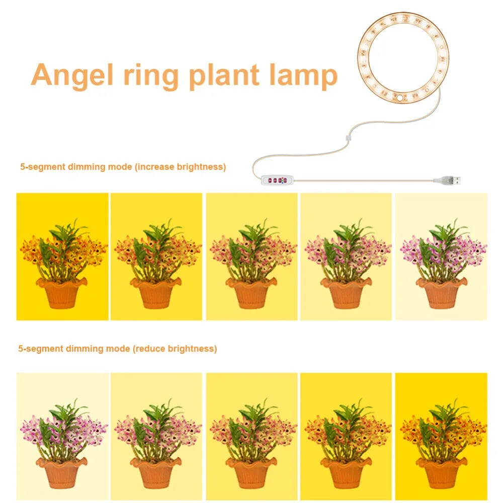 LED Grow Light New Dimmable Full Spectrum Plant Light Indoor Plant Angel Ring Ring Lamp