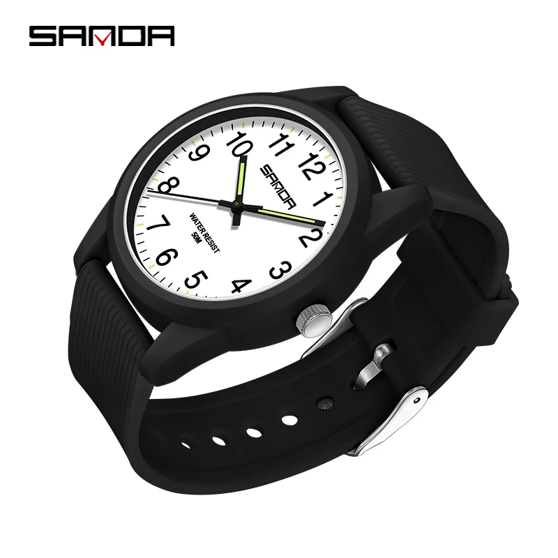 Fashion Sanda Top Brand Simple Quartz Original Women Men Wristwatch Waterproof Outdoor Clock New Style Students Wrist Watches 2