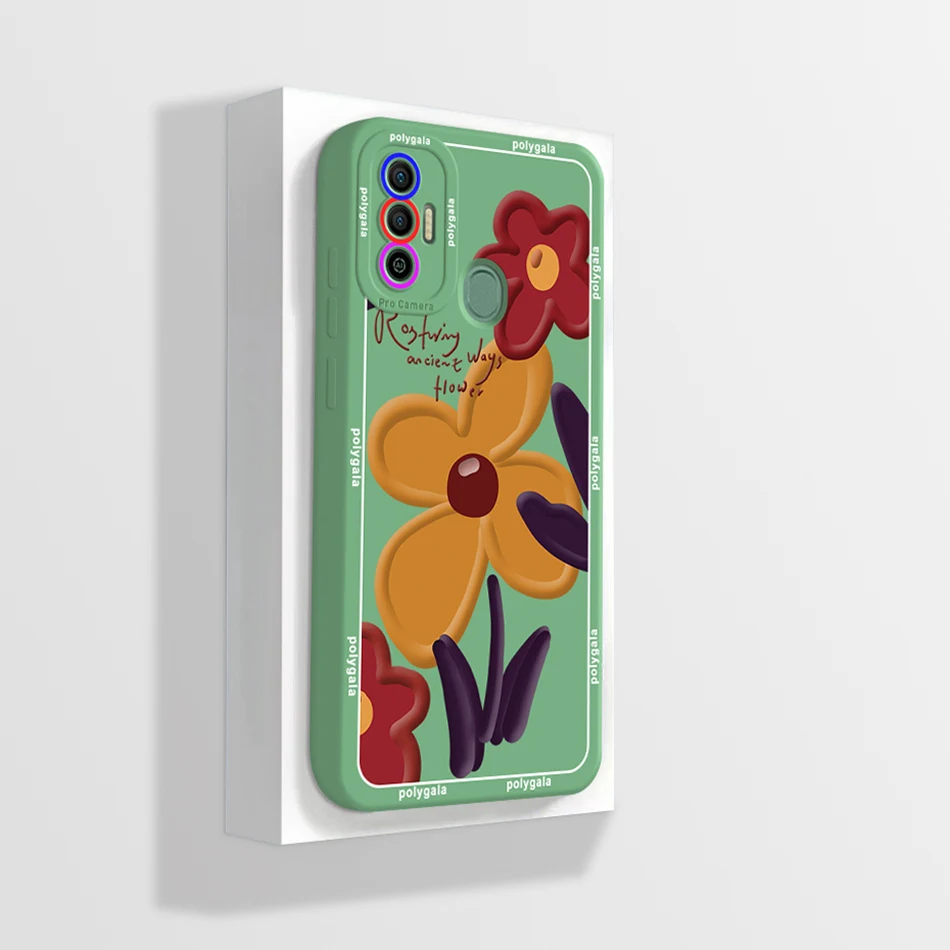 Cute Cartoon Flowers Silicone Phone Case - Soft Back Cover