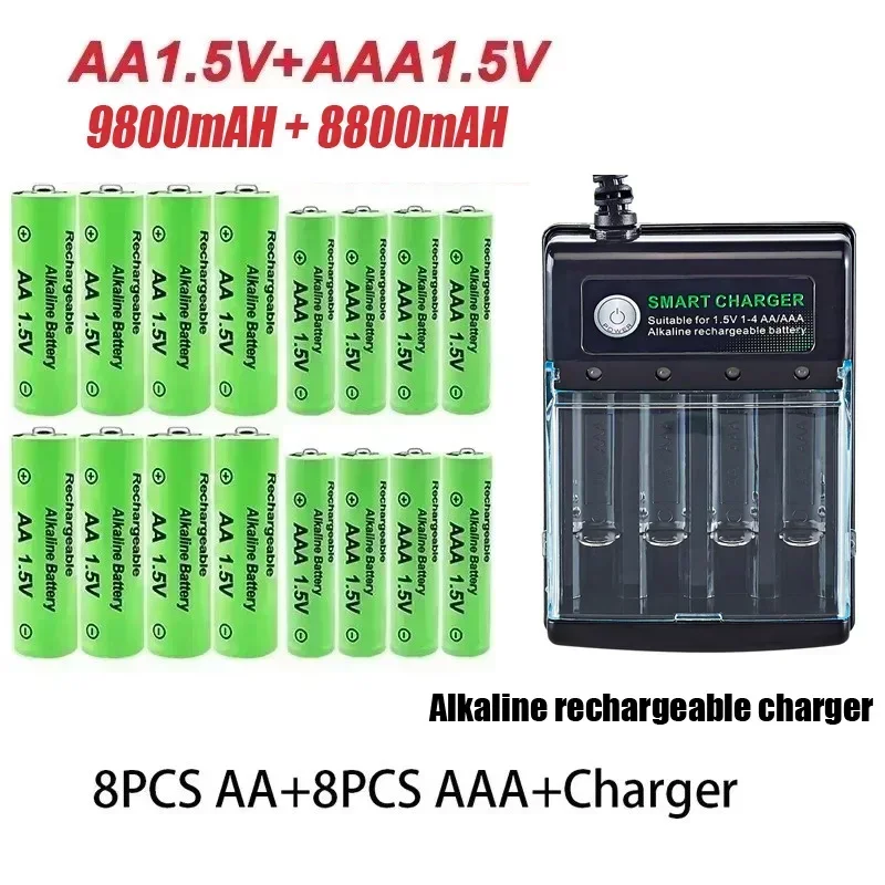 Close-up of AA and AAA batteries