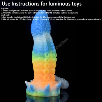Remote Control Vibrating Egg Dildo For Women Octopus Tentacles Animal Penis Glow In Dark Anal Plug Syringe Ejaculation Sex Toys 3