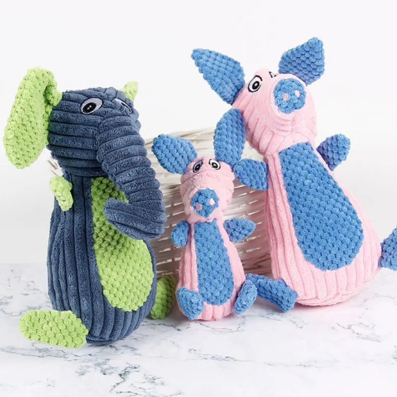 

Dog Chew Toy Corduroy Dog Toy Interactive Toys for Small Medium Dogs Animal Shape Pet Squeaky Chew Toy