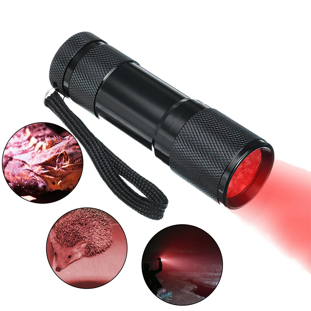 625nm Red Lighitng Flashlight Mini 9led Torch Against Deteriorating