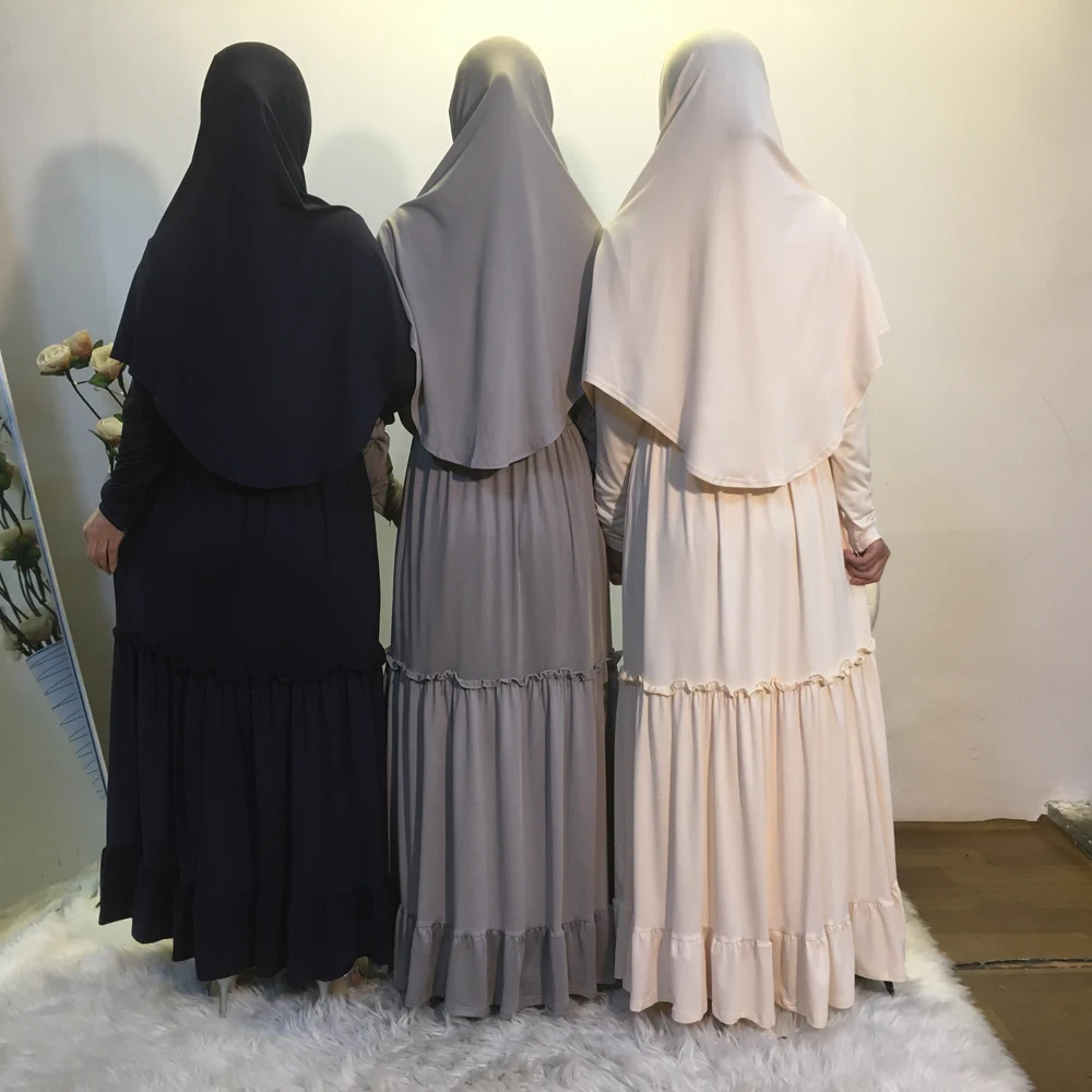 

2pcs Muslim Women Hijab Dress Modest Abaya Eid Ramadan Islamic Clothing Khimar Caftan Dubai Turkey Robe Jalabiya Caftan Abayas